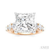 1 1/4 Ctw Princess Shape Round Cut Diamond Semi-Mount Engagement Ring in 14K Rose and White Gold